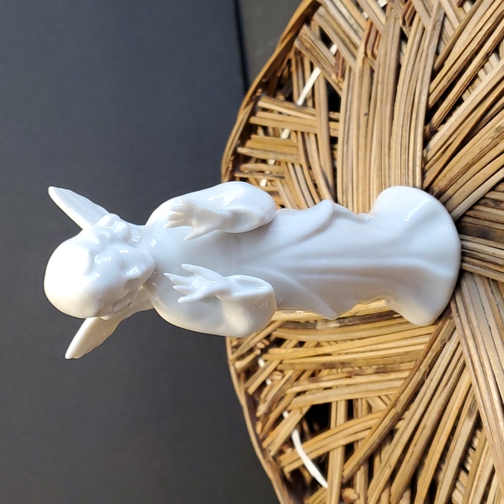 German Marked White Porcelain Angel 5 in. tall